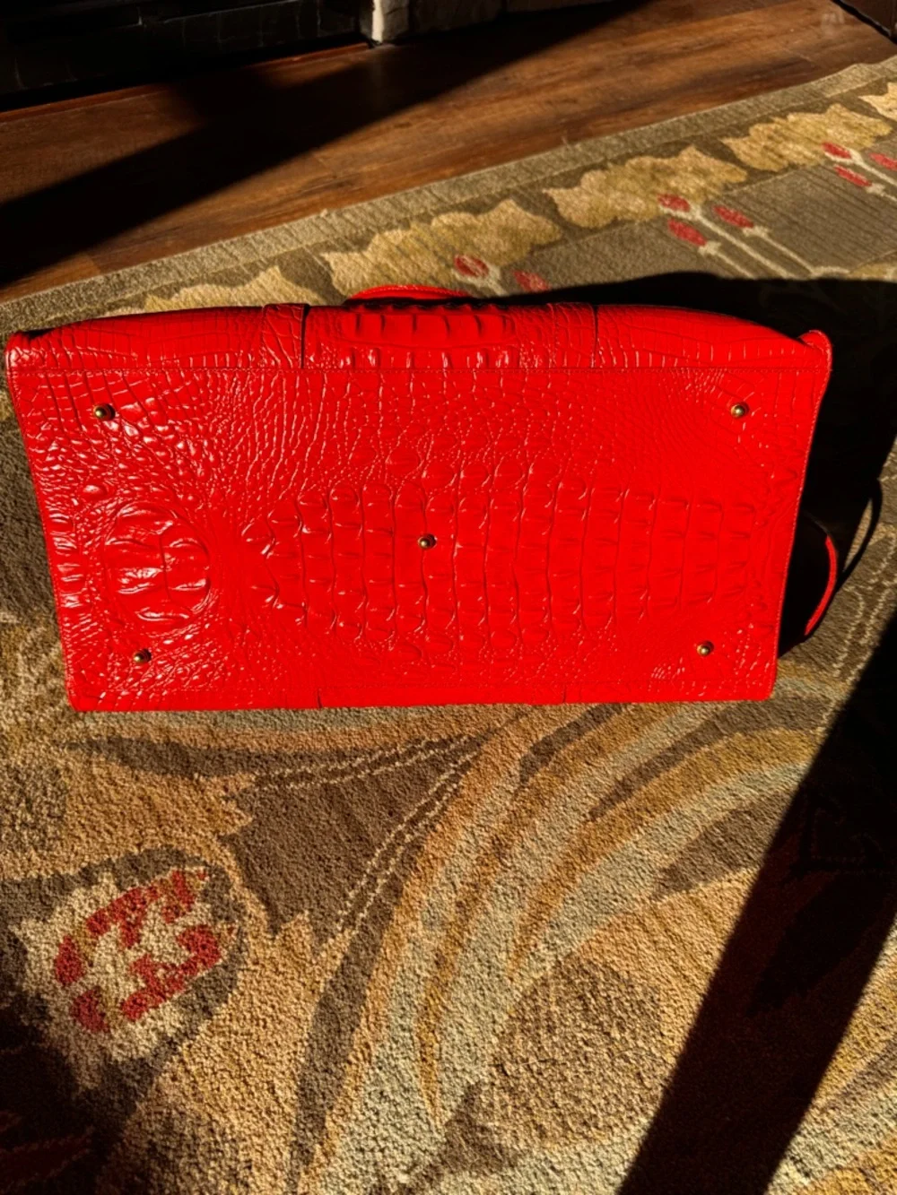 Brahmin Red Croc-Embossed Weekender - Picture 3 of 9